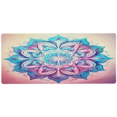 Imagem de Wassud Tapete de mouse floral para jogos com base de borracha antiderrapante, mouse pad longo com borda costurada, almofada grande à prova d'água para escritório, casa, 80 cm x 39,9 cm
