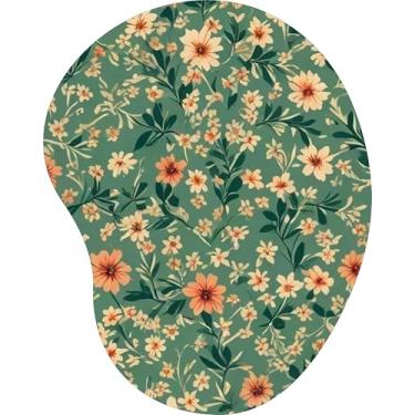 Imagem de Mouse Pad Ergonômico Gota Estampa Miniflores Verde