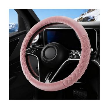Imagem de Osilly Capa de volante de carro, macio e fofo de pelúcia quente, protetor de volante de veículo de 38 cm, acessórios de proteção interna automotiva antiderrapante, universal para SUV Truck Van (rosa)