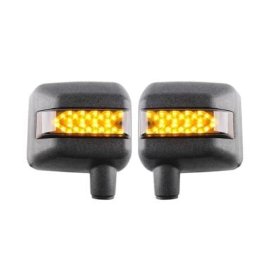 Imagem de Capa para espelhos retrovisores laterais com luzes diurnas de LED âmbar e indicadores de direção, compatível com Jeep Wrangler JK 2007-2017.(Style A)