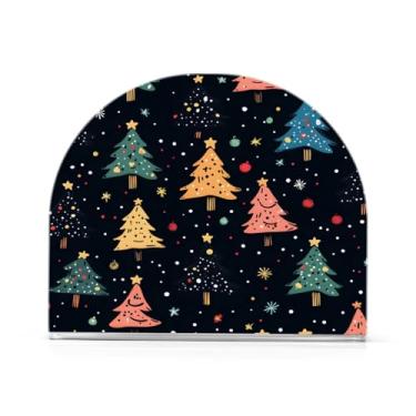 Imagem de xigua Porta-guardanapos de árvore de Natal para mesas, porta-guardanapos de papel de placa acrílica elegante, dispensador de papel de seda independente moderno para jantar, sala de estar, festa118