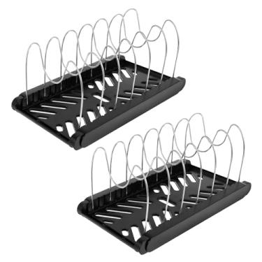 Imagem de Organizador de tampa de panela, organizador de panelas e frigideiras expansíveis, suporte antiderrapante para tampa de panela, economia de espaço para pratos, tábuas de corte, panelas e frigideiras