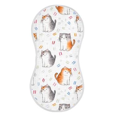 Imagem de xigua Conjunto de 4 panos de musselina para bebês em aquarela para gatos, super macios e absorventes, roupas de arroto de algodão, presente de chá para recém-nascidos, bebês meninas e meninos