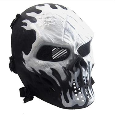 Imagem de Máscara tática de caveira de proteção facial para airsoft paintball para uso ao ar livre, acessório de esqueleto do exército