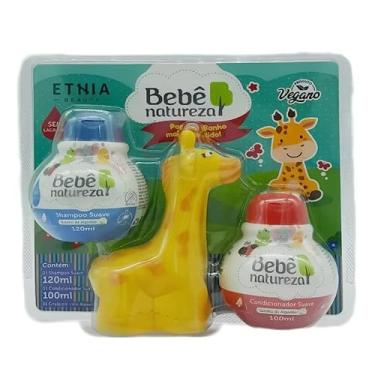 Imagem de Bebê Natureza Kit Banho Infantil, Shampoo Suave 120ml, Condicionador Suave 100ml, Girafa Vinil, Extrato de Algodão, Vegano