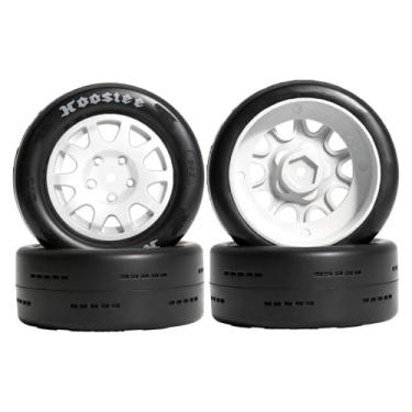 Imagem de Dynwave Conjunto de 4 rodas e pneus RC para modelismo DIY, peças de reposição profissionais com encaixe hexagonal de 34 mm, compatíveis com modelos