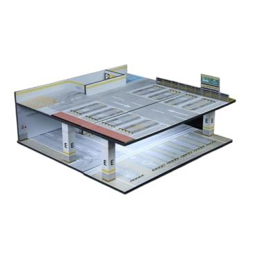 Imagem de menolana Diorama 1/64 Garagem Organizadora para Miniaturas de Carros, Robusta e Criativa, com 2 Níveis e Cena de Estacionamento com Iluminação.