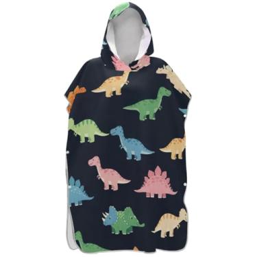 Imagem de Joisal Roupão para adultos poncho de surfe praia banho com capuz toalhas absorventes unissex adulto poncho com capuz bonito desenho animado dinossauro