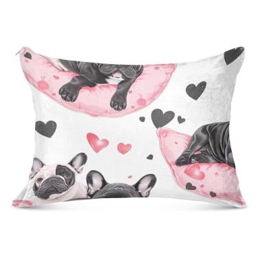 Imagem de Capa de almofada de flanela branca de cachorro fofo decorativo tamanho queen king fronhas decoração de casa fronhas de cama, tamanho padrão, 50,8 cm x 66 cm