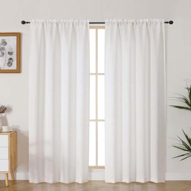 Imagem de Lecloud Bessie Cortinas naturais para decoração de sala de estar 182 cm de comprimento, 2 peças, cortinas de quarto com dois bolsos para varão, cortinas elegantes e modernas para sala de jantar, cada
