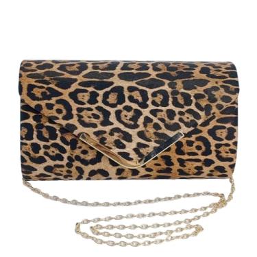 Imagem de Bolsa clutch feminina para noite, bolsas de lantejoulas com corrente removível para banquete de festa de casamento, presente, encontros formais, Estampa de leopardo, Medium