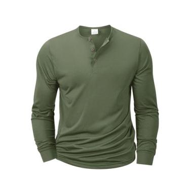 Imagem de Camiseta Masculina De Manga Longa Com Gola Henley Slim Fit Casual Conf