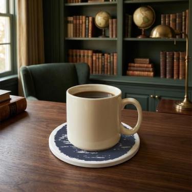 Imagem de Conjunto de 4 peças de porta-copos resistentes ao calor – tapetes absorventes de estilo japonês, protetores de mesa criativos para copos e chaleiras (azul)