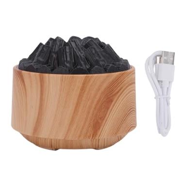 Imagem de MAVIS LAVEN Difusor de Óleo Essencial, 300ML Umidificador de Aromaterapia USB Com Aparência Realista de Fogueira e 2 Modos de Iluminação, para Casa Escritório Quarto Interior (Grão de madeira clara)