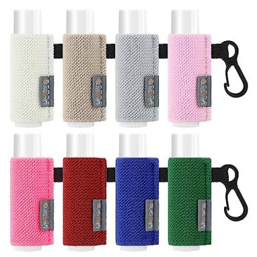 Imagem de Likesing Porta-chaves com protetor labial, pacote com 8 porta-chaves com clipe para mochilas, suporte elástico para batom, presente para amigas, mulheres, meninas, meninos e homens