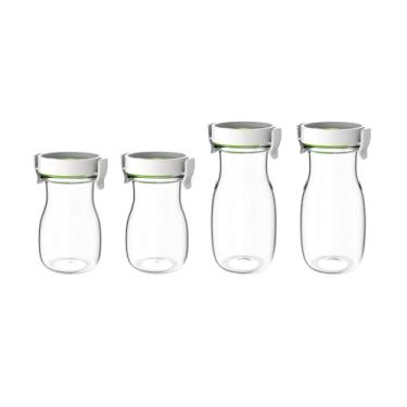 Imagem de FOSA Garrafa com tampa de vácuo, conjunto de 4 peças, 4 jarros de vidro (335 g x 2 e 500 ml x2) sem bomba de vácuo, jarra a vácuo – para chá gelado, suco, leite, geléia