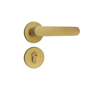 Imagem de PXNQMTJM Fechadura de porta silenciosa dividida de luxo leve quarto de madeira maciça fechadura magnética de sala de porta dourada preta cinza conjunto interno (dourado, fechadura magnética)