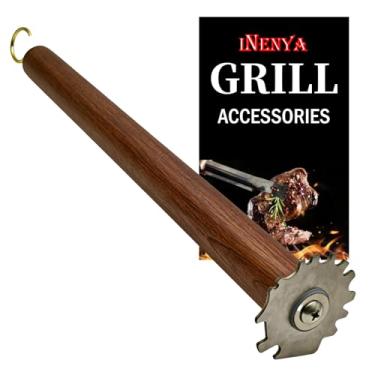 Imagem de Escova e raspador de grelha para churrasco – Limpador de churrasco de aço inoxidável seguro sem cerdas com esfregão resistente, acessórios de churrasqueira esfregadores de lã de aço