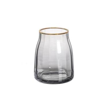 Imagem de Ornamentos de vaso de vidro, arranjo de flores, transparente, pintado em ouro real, decoração de casa (D conforme mostrado)