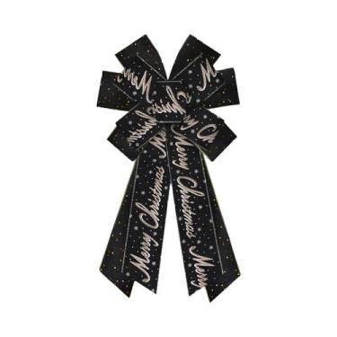 Imagem de Grande Laço De Veludo Preto Com Glitter Para Guirlanda De Natal, Enfei