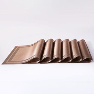 Imagem de KIT 6 Jogo Americano Sousplat Mesa Dourado Trançado Resistente a Manchas e Calor (Marrom-6un)