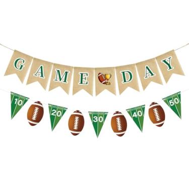 Imagem de Faixa de serapilheira de dia de jogo - decorações de festa de futebol americano guirlanda de banner de futebol