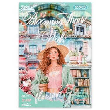 Imagem de Auguro Adesivos de scrapbook 20 folhas pré-cortadas 240 washi adesivos PET pessoas adesivos livros para diário suprimentos para álbum de recortes adesivo de diário transparente