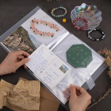 Imagem de Álbum transparente, porta-cartões de índice, organizador de plástico, fichário, 30 páginas, protetor de armazenamento para 120 cartões para anotações