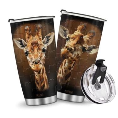 Imagem de Copos isolados girafa presentes para meninos, meninas, mulheres, esposa, mãe, amigos, aniversário, Natal, Halloween, Páscoa, dia das crianças, presente garrafa de água de 590 ml
