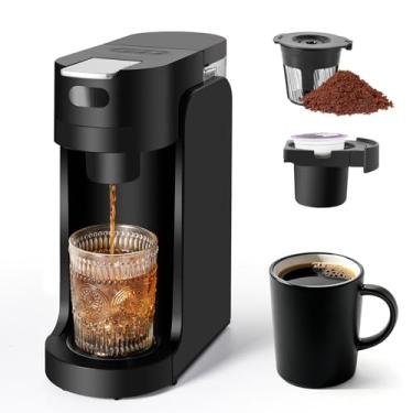 Imagem de LAMA Cafeteira pequena, cafeteira de dose única para xícara K, preparação rápida, 2 estilos de preparação, aquecimento rápido 10S, tamanho de xícara de 170 g a 340 g, máquina de café de viagem para