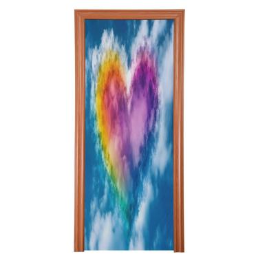 Imagem de ATTX Capa para porta da frente do dia dos namorados - decoração de férias de tecido elástico lavável para festas, casa, decoração de porta da frente, 36 x 98 polegadas (346)