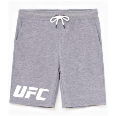Imagem de Bermuda Plus Size Masculina Moletom - UFC MMA Luta Fight Night, Cinza,