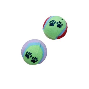 Imagem de Mordedor Bola Bolinha de Tênis Pet Cão Coloridas Kit 2 Pçs