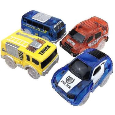 Imagem de Toy Track Car, 4 peças brilhantes com luzes LED para crianças de mais 