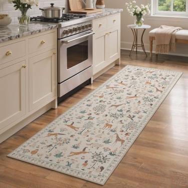 Imagem de BESBLEE Tapete de corredor antiderrapante 60 cm x 15 cm, tapete lavável à máquina, tapete antiderrapante para corredor, para cozinha, lavanderia, quarto, banheiro, berçário, sala de jogos, bege