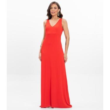 Imagem de Vestido Feminino Longo Visco Maquinetada Endless Laranja, M, Laranja