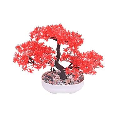 Imagem de Bonsai artificial, planta artificial, bonsai, pequeno vaso de árvore simulado com plantas de pedra, flores falsas, mesa de escritório, ornamentos em vaso, decoração de jardim, simulação de árvores de