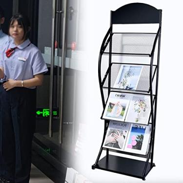 Imagem de ZDJZMGZ Porta-revistas Doorway, suporte de literatura de varejo de hotel de banco, suporte de metal preto, organizador de arquivos de papel para sala de estar (estilo 2)