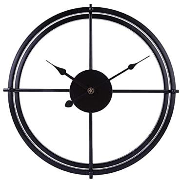 Imagem de Relógio de parede UniAdult 40 cm retrô relógio de parede simples arte de ferro relógio de parede silencioso para decoração de casa para sala de estar escritório, preto (preto)