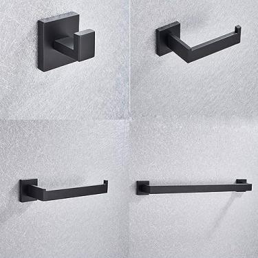 Imagem de Conjunto de ferragens de banheiro cromado preto em aço inoxidável, gancho para toalha, suporte de papel higiênico, anel de toalha, acessórios de banheiro, suporte de papel dourado, China (conjunto de