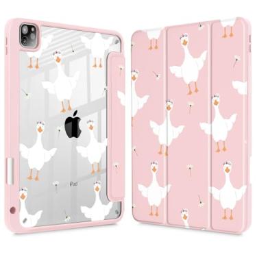 Imagem de May Chen Capa para iPad 12,9 polegadas M2 (6ª/5ª/4ª/3ª geração, 2022/2021/2020/2018), [Suporte de penceil] com suporte triplo para despertar/hibernar, capa traseira transparente de TPU (poliuretano