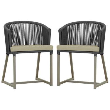 Imagem de 2 Cadeiras De Jantar Noronha Fendi Corda Náutica E7 Trama Preto