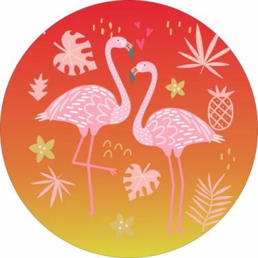 Imagem de Painel De Tecido Sublimado Redondo Flamingos Rosa C/Elástico - Fabrika