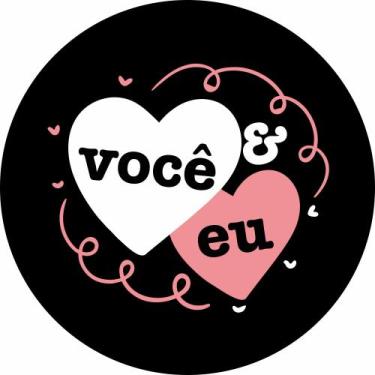 Imagem de Painel de Lona Redondo Você e Eu Namorados Preto - Fabrika de Festa, 1