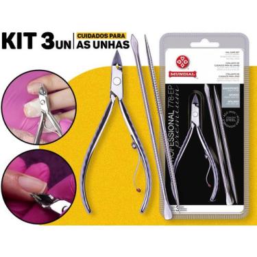 Imagem de Kit Alicate Para Cutículas Com Espátula E Palito 778-EP Inox Profissio