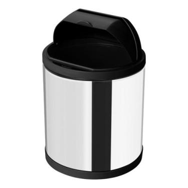 Imagem de Lixeira De Pia Inox Tampa Retrátil Recipiente Plástico Interno 2,5 Lit