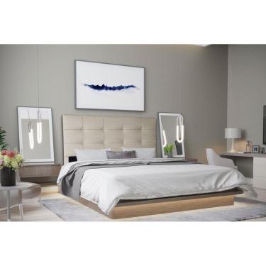 Imagem de Cabeceira Casal 1,40m Roma Corino Bege Dal Poz Estofados