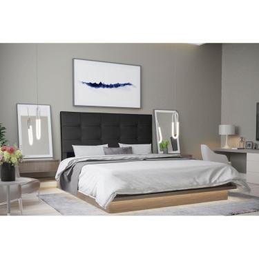 Imagem de Cabeceira Casal 1,40m Roma Corino Preto Dal Poz Estofados