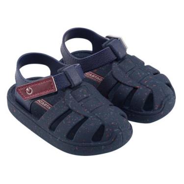 Imagem de Sandalia Papete Infantil Baby Cartago Ajuste Facil Auto Colante, Azul,