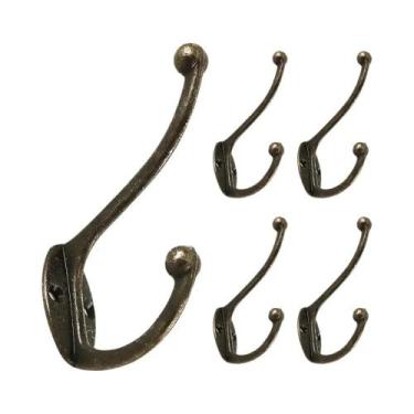 Imagem de Cabideiro Duplo Retrô De Parede 5 Peças, Ganchos De Porta Antiderrapan